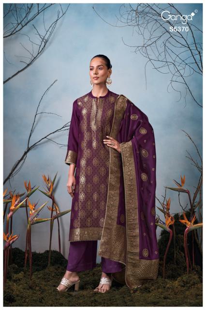 Ganga sanyara 5370 designer silk dress material wholesale